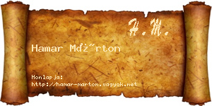 Hamar Márton névjegykártya